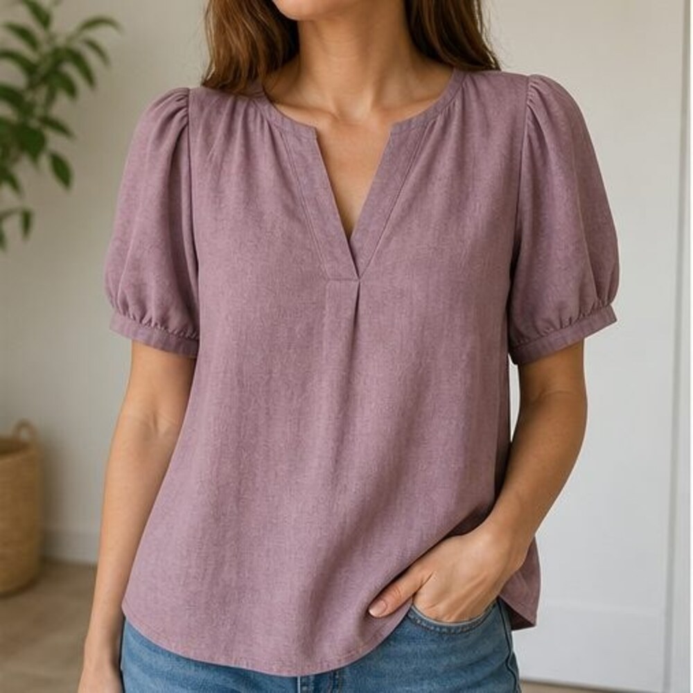 Mauve Ruffle Blouse - Picture 2 of 6